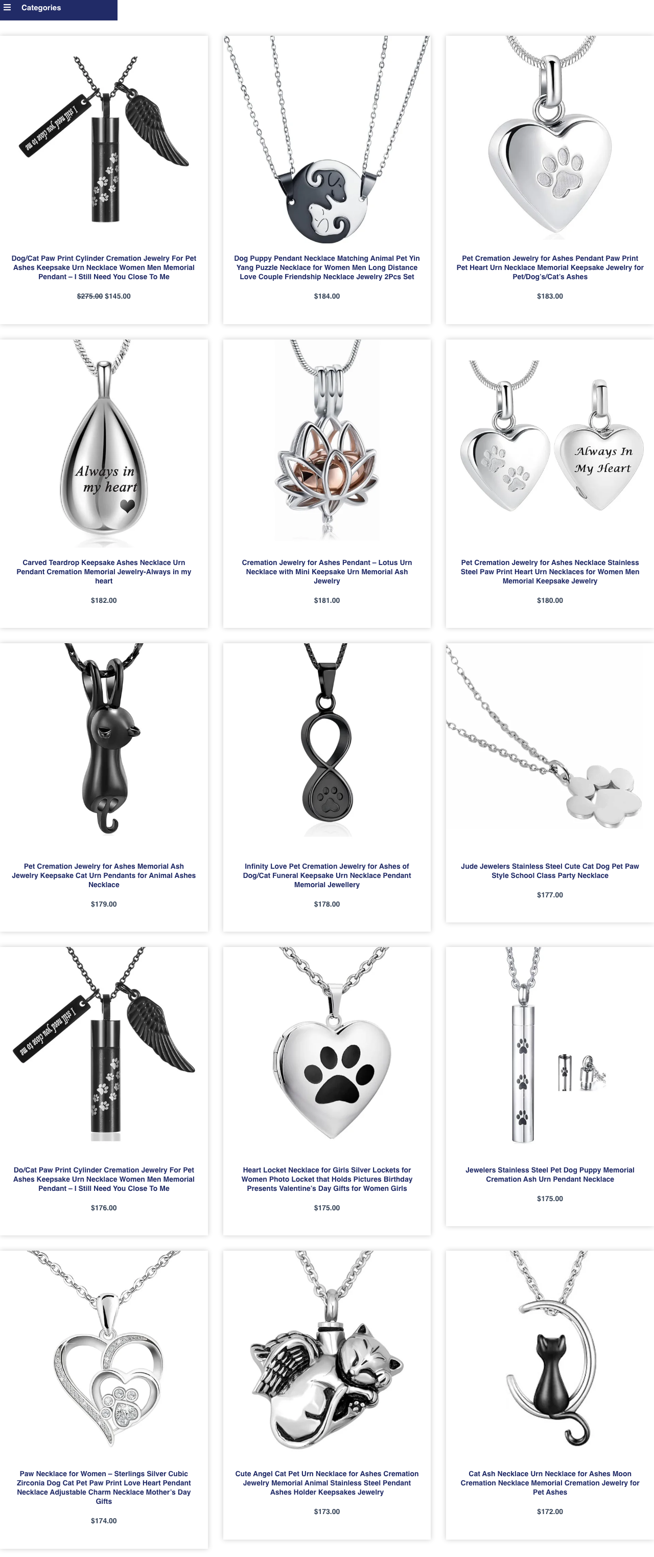 Pet cremation necklace keepsake catalog preview